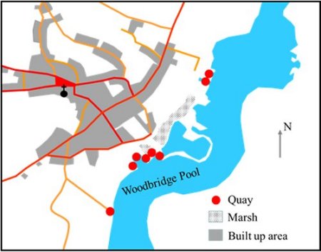 Map Woodbridge and its quays in 1827
