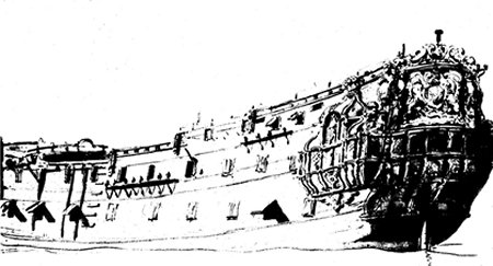 Drawing of the Maidstone ship.