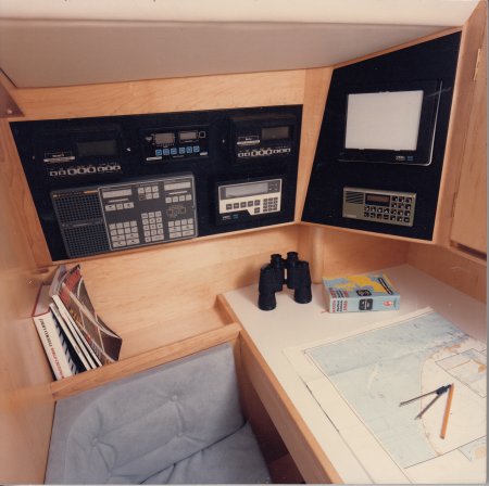 Screens and work area in boat