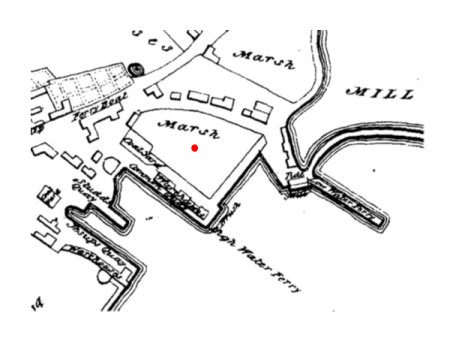 Map of boatyard near a marsh