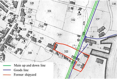 Map of Lime Kiln Shipyard with railway shown