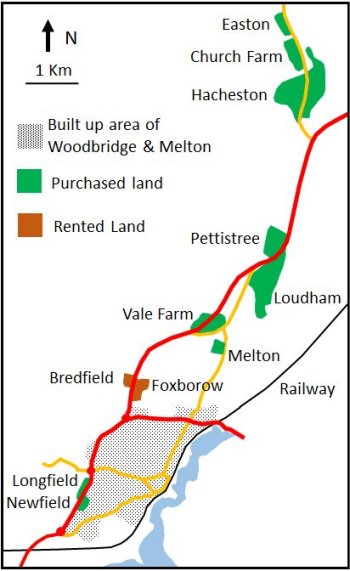 Map showing areas in green and orange