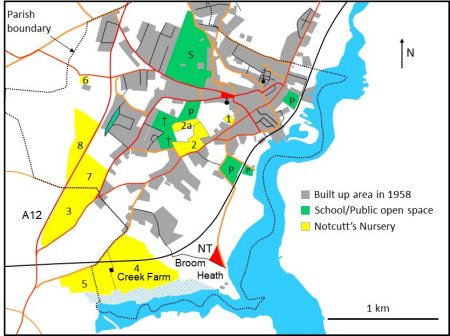 Map showing placemen t of Notcutt's Nursery