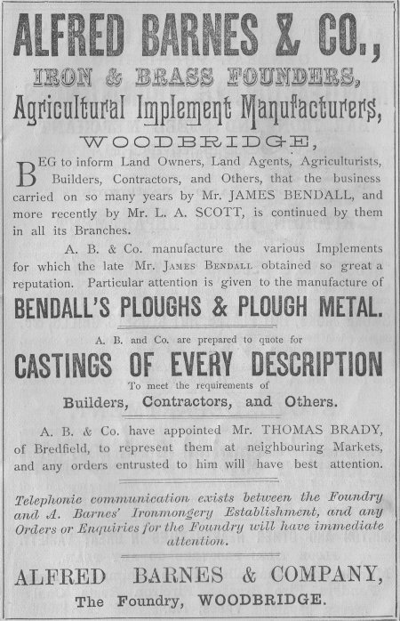 Printed advert for Alfred Barnes & Co.