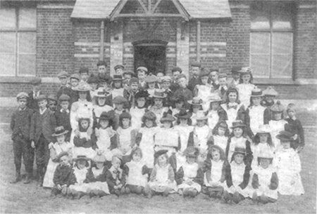Children lined up in school photo