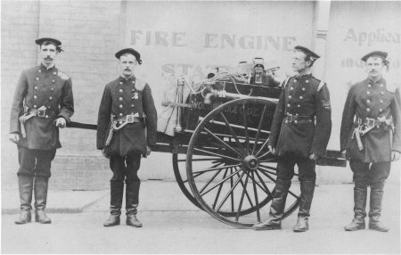 Men and fire cart