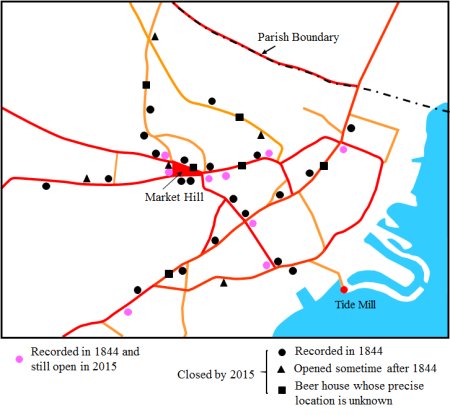 Map showing public house locations