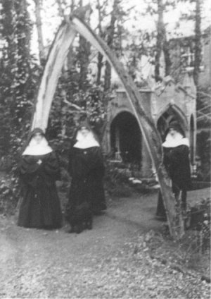 Nuns under pointed arch