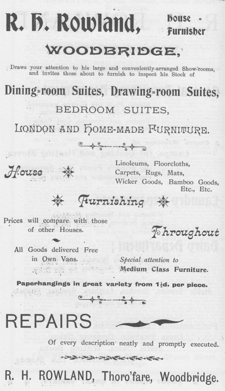 Advert for R. H. Rowland, house furnisher