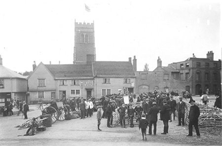 Market area with animal pens in 1910