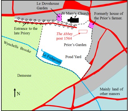 Map of the area around the site of the former Priory