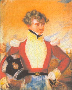 Painting of man with hat under his arm