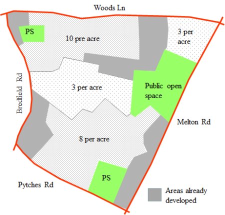 Map showing few people per acre
