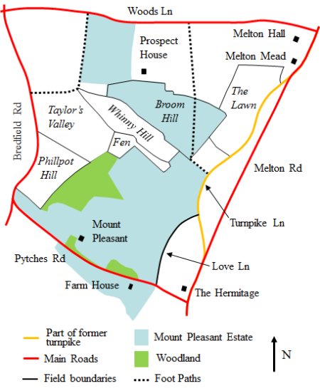 Map showing estate