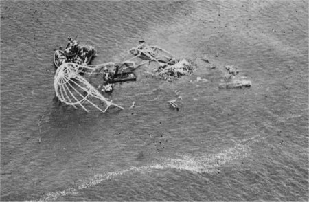 Remnants of zeppelin in water