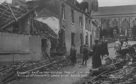 Rubble, people and houses